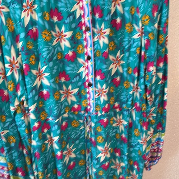 Sunshine & Rodeos‎ Women’s S Floral Dress Tie Waist Button up Pockets Round Neck - Picture 8 of 9